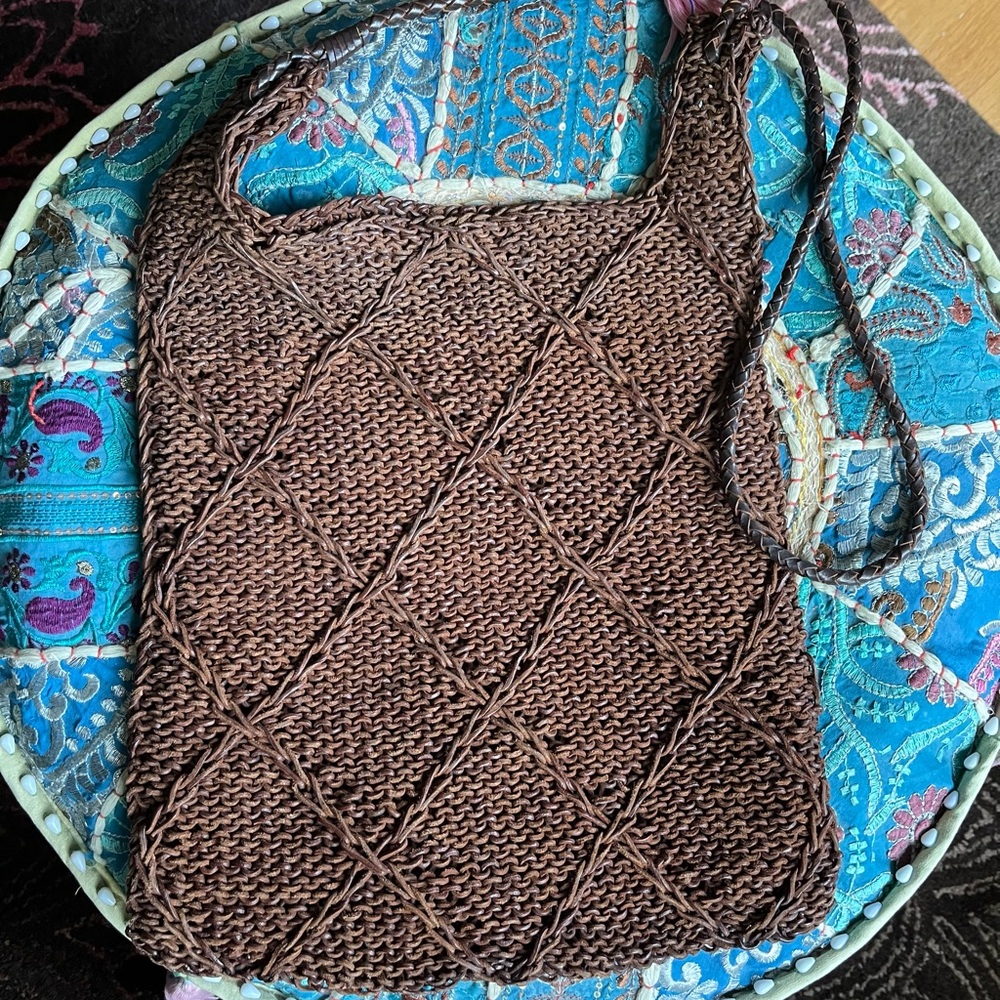 J. Crew Leather macrame knitted leather cord crossbody bag vintage